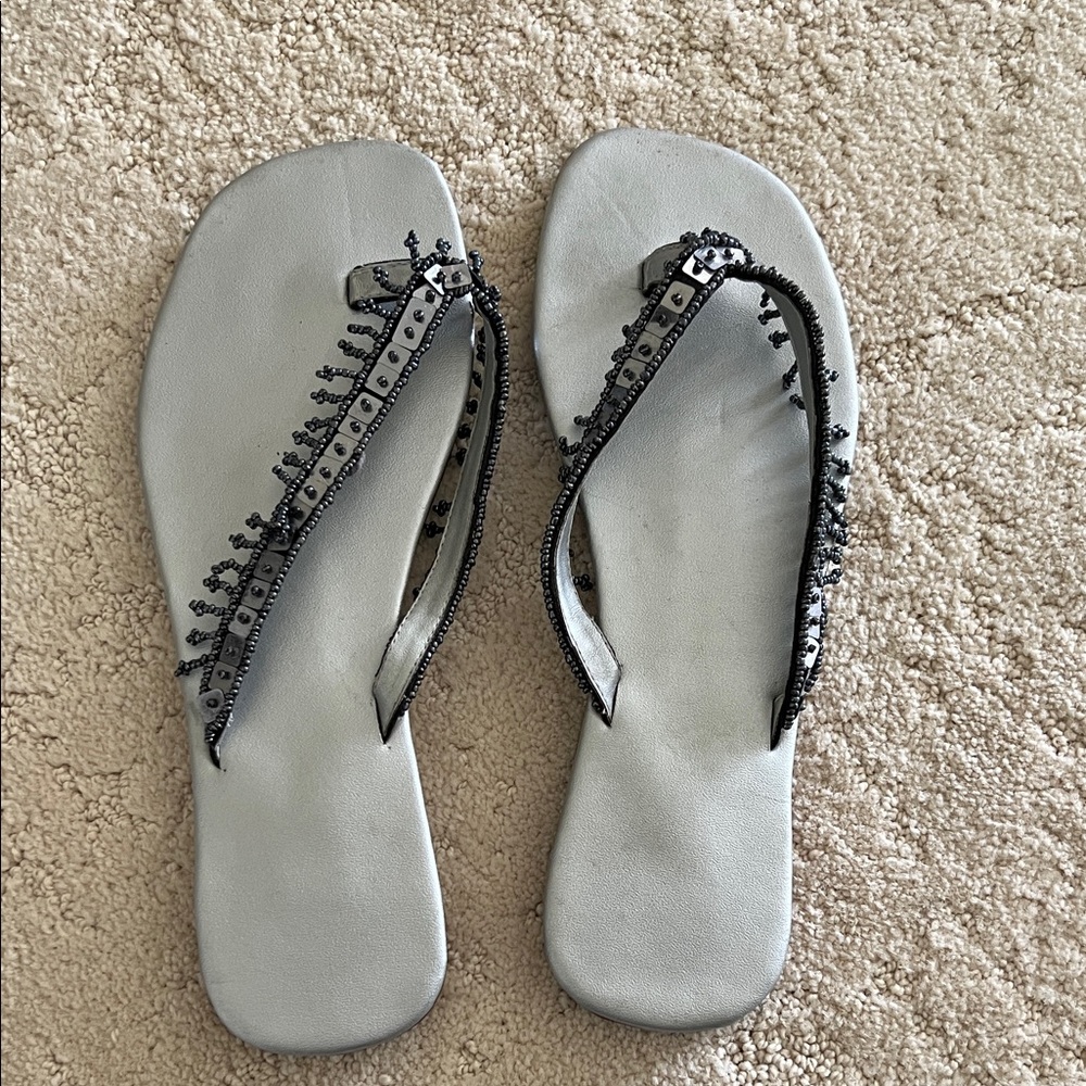 St. Tropez Gray Beaded Sandals
